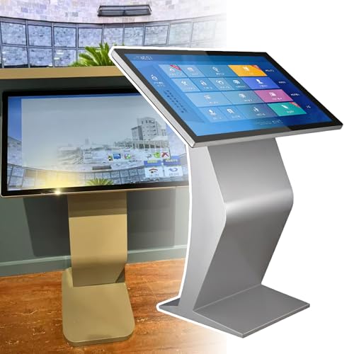 Wangyingxu 22/32 Inch Multi-Point Capacitive Touch Screen Kiosk, LCD Screen Digital Signage Kiosk, Interactive Display for Mall Navigation/Self-Ordering/Advertising Silver-32Inch