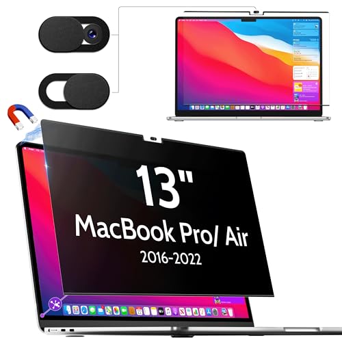Magnetischer Blickschutzfilter für Apple MacBook Pro 13 Zoll (2016-2022,M1,M2)& MacBook Air 13 (2018-2021,M1), Sichtschutzfilte Abnehmbar Anti Glare Blaulicht Blickschutzfolie Mac Privacy Sichtschutz