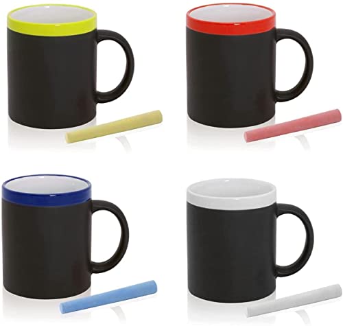 Lote Tazas desayuno Pizarra Cerámica Colores Surtidos con Tiza Cumpleaños de Niños y Fiestas Infantiles (50 ud)