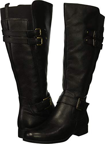 Naturalizer Womens Jessie Knee High Buckle Detail Riding Boots Black Leather Wide Calf 8.5 M
