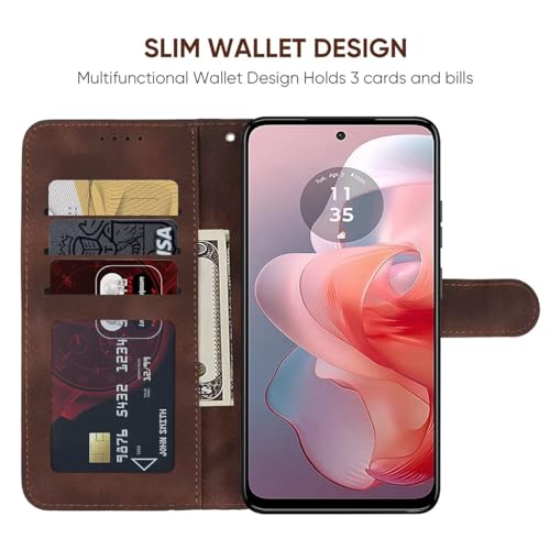 Tothedu Case for Moto G Power 2024/Motorola G Power 2024 5G Wallet Case with Tempered Glass Screen Protector, Flip Leather Credit Card Holder Stand Phone Cover for Motorola Moto G Power 5G 2024 Brown
