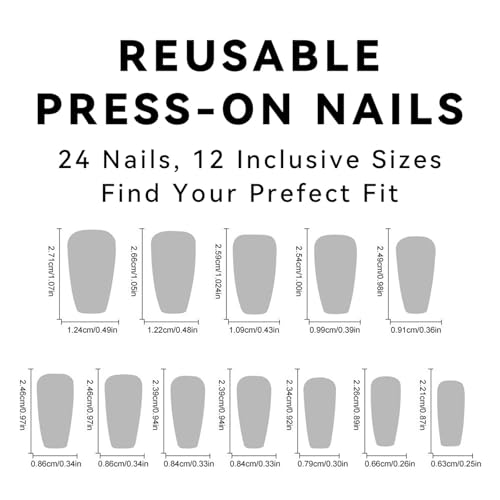 4th of July Coffin Press on Nails Medium Length Fake Nails with Independence Day Red Blue White Striped Stars Pattern Design Acrylic Glossy Full Cover Nails Artificial Glue on Nails for Women 24 Pcs — view 6