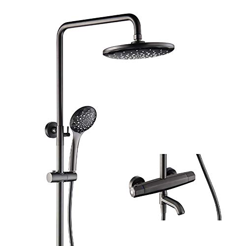 Colonne de douche thermostatique noire avec pommeau 8 pouces et douchette de salle de bain