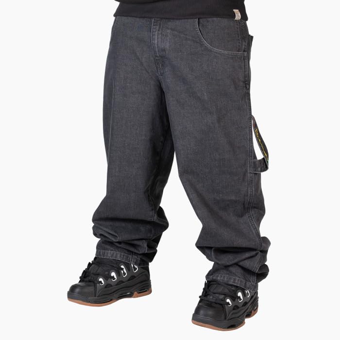 Jeans Baggy Uomo - Denim Nero Oversize Streetwear Hip Hop Skate - 100% Cotone Made in Italy - Tasca Rasta Artigianale - Taglie 40-56