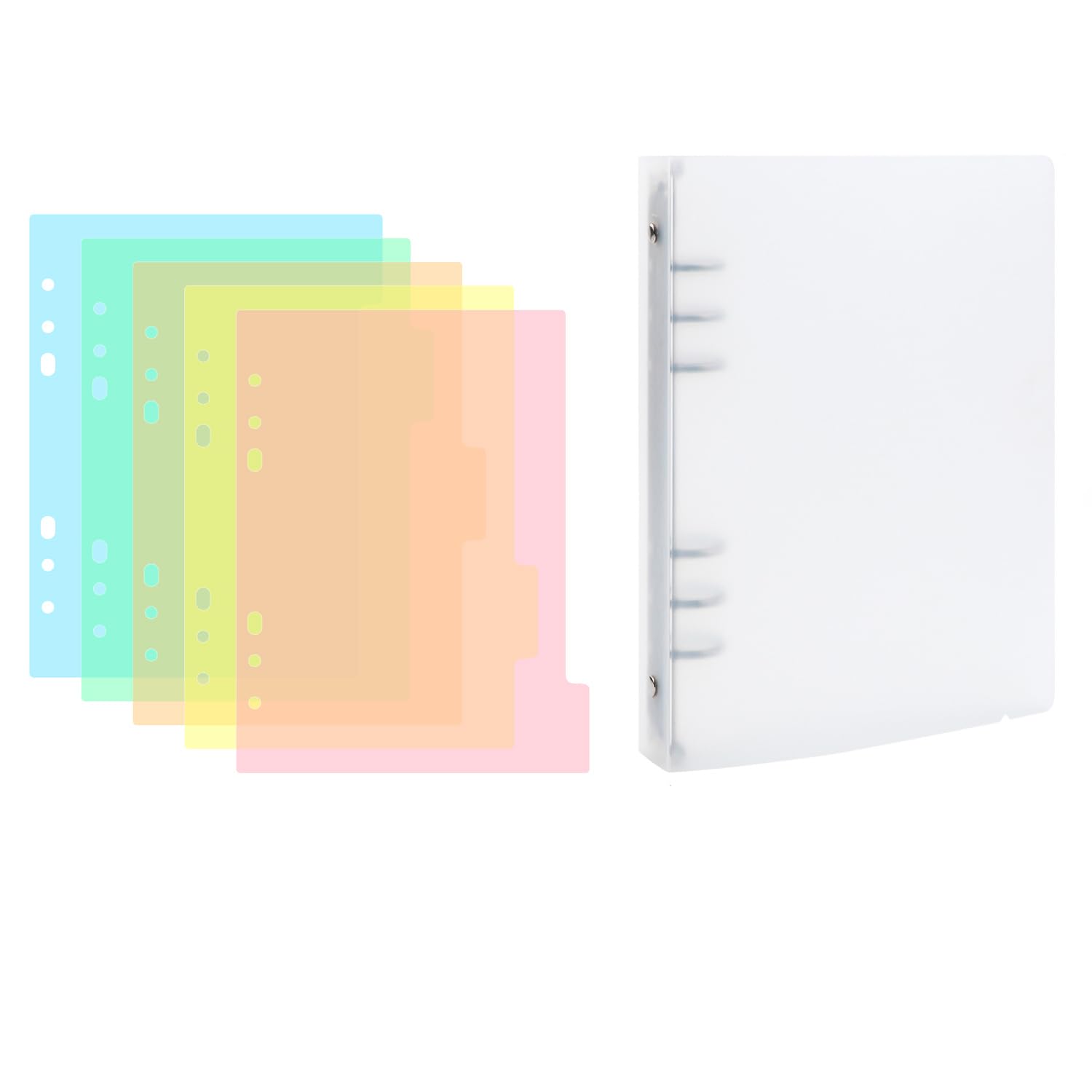 OTCRAFT 6PCS A5 6 Ring Binder Cover Clean Transparent Soft PVC Tab Dividers for Binders Tab Binder Dividers for 2/3/4/6Ring Binders Refillable Notebook Shell withMatte surfaceforStamp & Die Storage โ image 1