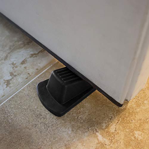 S&T Inc. Heavy Duty Rubber Door Stopper For Residential And Commercial Use, Black, 4.8 In. X 2.2 In. X 1.3 In, 4 Pack #TOP5