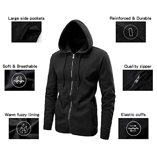 Laiwang Men's Full Zip Fleece Hoodie Zippered Color Block Hooded Slim Fit Long Sleeve Lightweight Sweatshirt With Kanga Pocket (Black, Xl) #TOP4