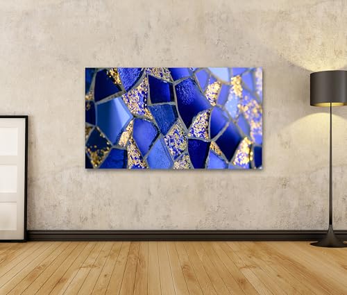 Mosaïque bleue et dorée tableau islandburner pour habiller un mur vide - 2