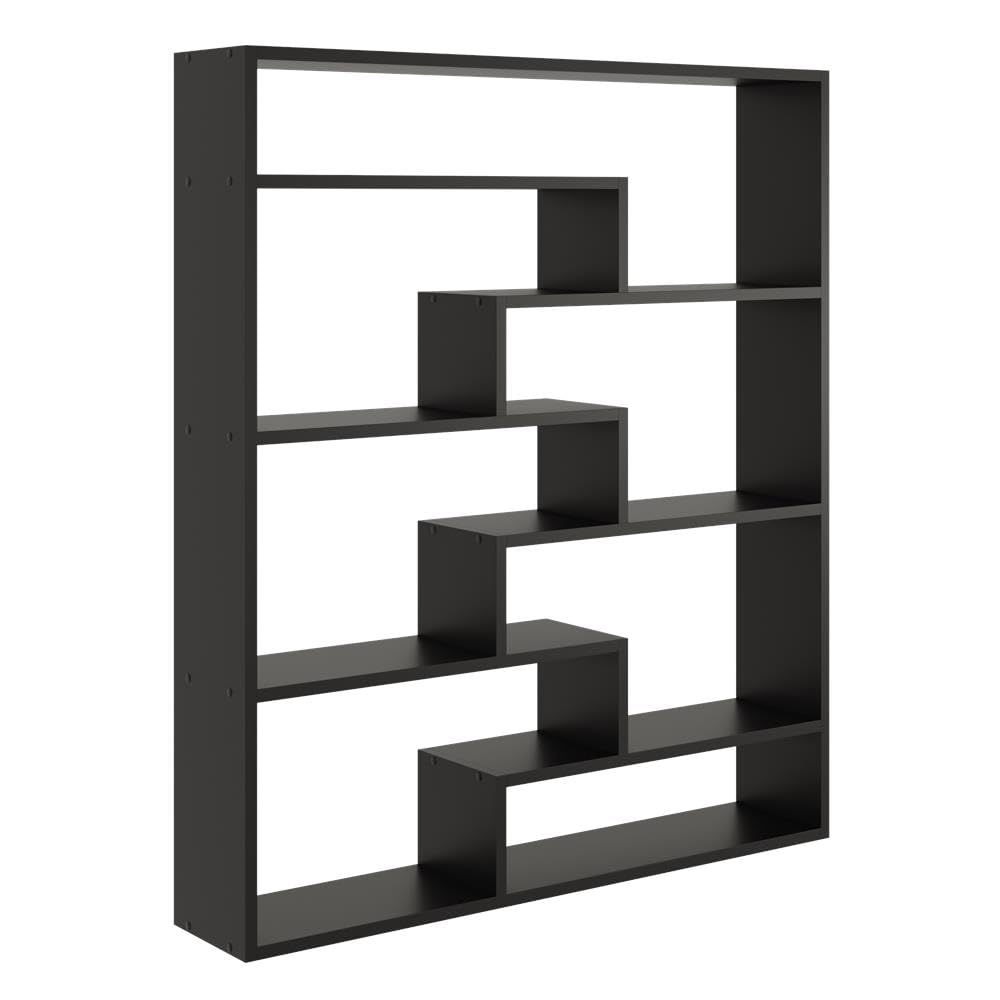 Bücherregal Groß Wandregal mit 7 Fächern 119x103x18 Hängeregal Mordern Deko Schweberegal (Schwarz)