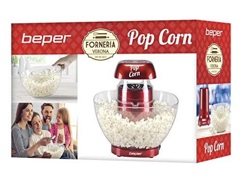 BEPER P101CUD052 Maszyna do popcornu na gorące powietrze - ekspres do popcornu ze zdejmowaną miską na popcorn bez tłuszczu i oleju