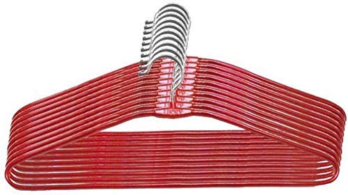 Ivaan 10 Pcs Red Heavy Stainless Steel Cloth Hanger with Plastic Coating Set of 10