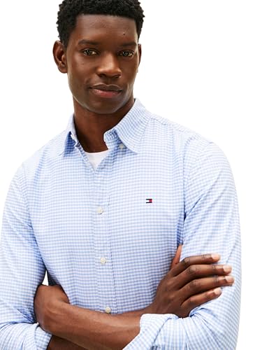 Image of Tommy Hilfiger Men's Long Sleeve Oxford Shirts in Regular Fit, Men's Button Down Shirts, Also Available in Big and Tall
