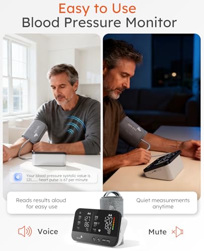 Clinical Accurate Blood Pressure Monitors for Home Use,FSA&HSA Eligible,Dual-Screen,One-Touch Automatic Measurement,2 Users, Voice & Mute,Large LED display screen, Birthday Gifts for Family and Friend — view 4