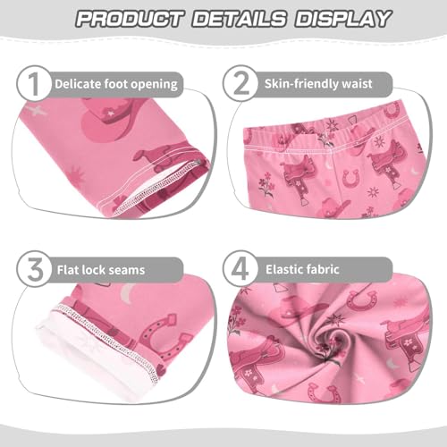 ZZKKO Girls Leggings Cowboy Hats Saddles and Horseshoes Toddler Girls Clothes Leggings for Girls Toddler Girls Leggings 3-4T3