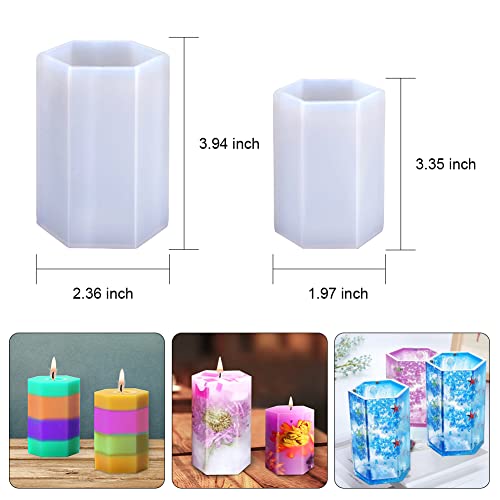 2 Pcs Hexagon Pillar Candle Molds,(2 Size)Silicone Casting Epoxy Resin Molds For Candle Making,Beeswax Aromatherapy Candles,Flower Insect Specimen,Soaps,Diy Polymer Clay,Crafts #TOP1