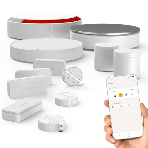 Somfy 1875282 - Home Alarm Essential Plus Integral - Système Alarme Maison sans Fil Connecté Wifi - Sirène Ext. - 4 IntelliTAG - 2 détecteurs - 3 badges - Compatible Alexa, Assistant Google et TaHoma