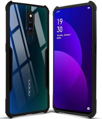 Image of Jkobi Back Case Cover for Oppo F11 Pro (Shockproof with Polycarbonate Clear Panel | Professional Black)