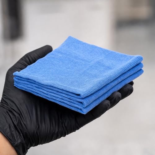 Image of Pearl Weave Microfiber Cloth Blue 300 GSM | Pack of 3 |Car Detailing Towel for Ceramic Coating, Polish & Wax | Scratch-Free, Lint-Free, Ultra Soft Cleaning Cloth for Cars & Bikes (40x40 cm)