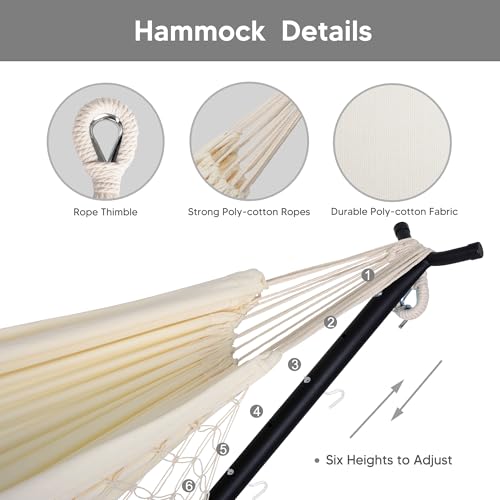 Image of SUNCREAT 2-in-1 Convertible Portable Hammock with Stand, Natural Tassel