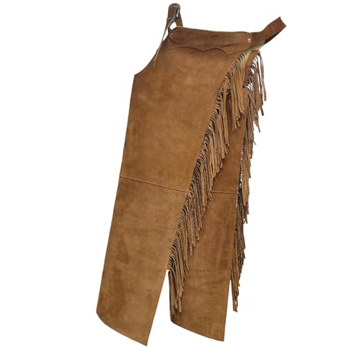 Custom Split Leather Shotgun Chaps, Personalized Fit Handmade Western Riding Gear (All Tan)