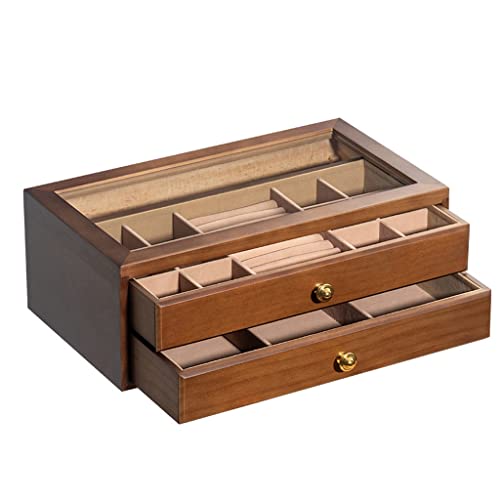 OZBMA Joyero Organizador Joyero Caja de Almacenamiento de Madera Simple Multicapa Caja de Almacenamiento de Joyas Organizador de Joyas pequeño (D 35x20x13 CM) (C 35x20x13 CM)
