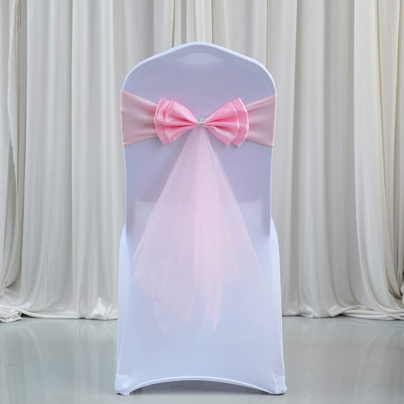 Bianco/Rosso Elasticizzato Spandex Sedia Fiocco Nodo Fasce Con Farfalla Nastro In Organza Per Decorazioni Di Nozze Telai Della Sedia Fiocco-A12,100pcs