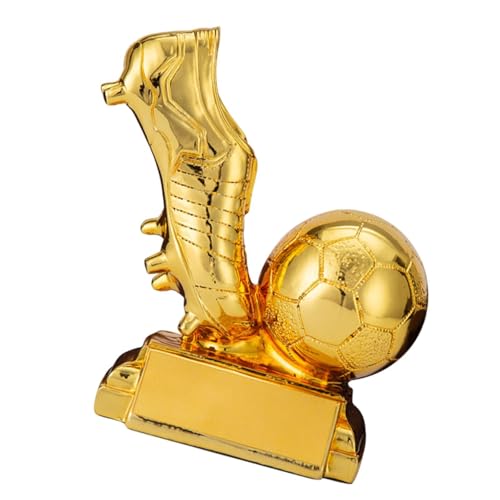 Qianly Soccer Trophy Football Boot Souvenir Collectible Fans Gift Resin Trophy Award Shoes for Entrance Home Decoration Party Favors, Gold Plating