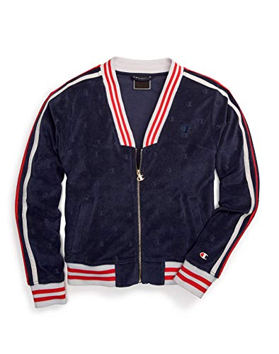 Champion Women s Terry Cloth Warm-Up Jacket, Imperial Indigo C LGO Jacquard, M