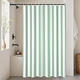 UUZEAI Cortina de Ducha de 180 x 270 cm (Ancho x Alto) Rayas Verticales Verdes y...
