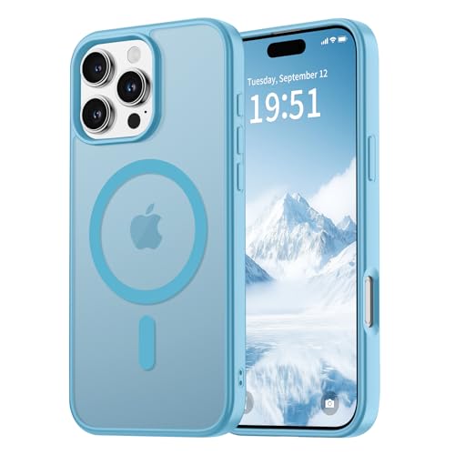 vnnink for iPhone 16 Pro Max Case,Magnetic Matte Military Grade Drop Protection Translucent Cell Phone Cover - Slim Rugged Durable Shockproof Bumper Case-Light Blue by vnnink - Used condition - US$5.43