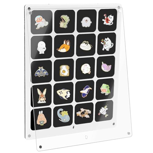 FDDU Espositore Spilli In Acrilico Antipolvere Trasparente, Pin Display, Pin Organizer per Spille Collezione, Con Copertura Trasparente, per Gioielli Spille, Pin Appassionati Di Collezionismo