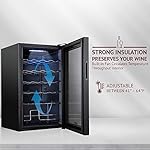 Schmecke 24 Bottle Compressor Wine Cooler Refrigerator w/Lock | Large Freestanding Wine Cellar | 41f-64f Digital Temperature Control Wine Fridge For Red, White, Champagne or Sparkling Wine - Black - Image 3