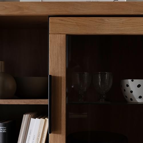 Lomadox Wohnmöbel Set Wohnwand Eiche teilmassiv 4-teilig, Fronten Massivholz/Echtholz – Bild 5