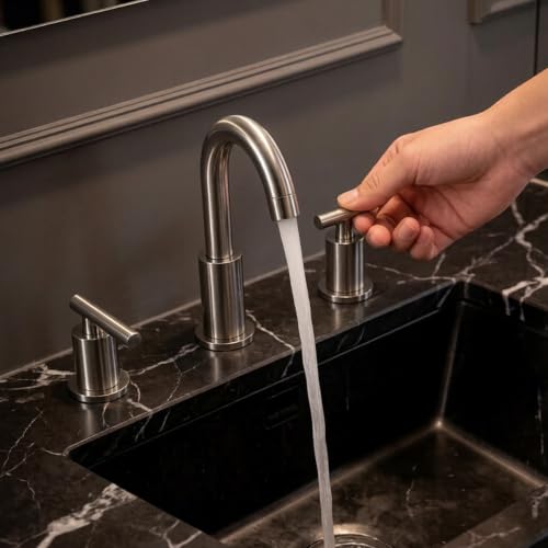 TRUSTMI 8" Widespread Bathroom Faucet Brushed Nickel, Swivel Spout & Drain by TRUSTMI - Used condition - Image 8