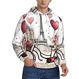 Vbcxza Love Paris - Sudadera con capucha para hombre, diseño de la Torre de café, vino, perfume, bicicleta, corazón, forro polar, con capucha, para hombre, talla 8, Negro, XS