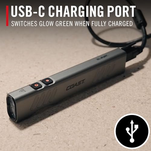 Coast Slayer RED 1000 Lumen USB-C Rechargeable LED Flashlight with Red Mode, Spot/Flood, Memory Mode and Pocket Clip by Coast - Image 9