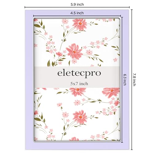 Image of eletecpro 5x7 Enamel Picture Frame with Real Glass Cover, Cute Photo Frame with Silver Metal Edge, Horizontal and Vertical Display Pictures 5 by 7 for Tabletop and Wall Decor, Purple, 1 Pack