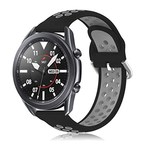 Laband Band Compatible with Samsung Galaxy Watch 3 45mm, 22mm Silicone Breathable Bands Replacement for Sumsung Galaxy Watch 46mm / Gear S3 Frontier, Classic Watch