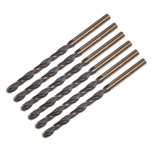 sourcing map 6pcs Jobber Drill Bits 4mm Black Nitride & Gold Titanium Coated 4341 High Speed Steel (HSS) 135 Degree Split Point Twist Drill Bits for Stainless Steel Metal Plastic Wood