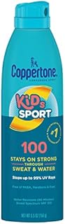 Coppertone SPORT Kids Sunscreen Spray SPF 100, Water Resistant, Continuous Spray Sunscreen for Kids, Broad Spectrum Sunscreen SPF 100, 5.5 Oz Spray