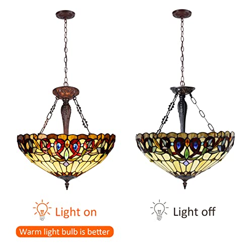 Capulina Tiffany Ceiling Light Pendant Lights 18" Wide 3 Light Victorian Style Chandeliers For Living Room Stairway Foyer Entryway #TOP6