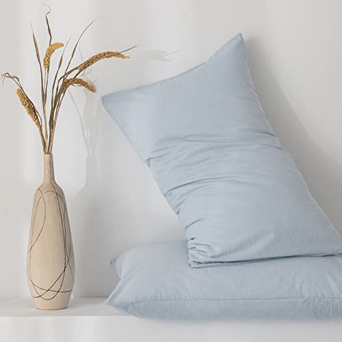 Tiptoe Bear King Duvet Cover Set- 100% Washed Cotton 3 Pcs Soft Comfy Breathable Chic Linen Feel Bedding, 1 Duvet Cover And 2 Pillow Shams, Baby Blue #TOP7