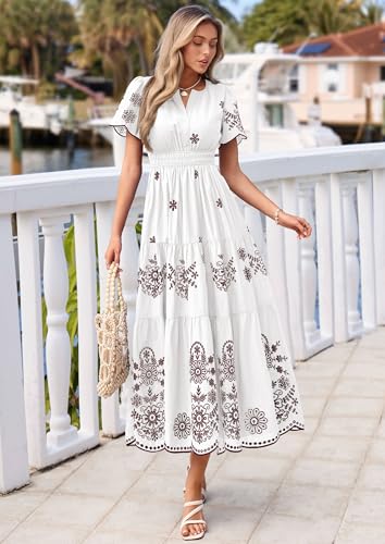 Image of PRETTYGARDEN Womens Summer Dresses Floral Maxi Boho Spring Long Dress
