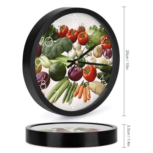 Horloge murale sans bruit de 25 cm décor légumes pour décorer ma cuisine