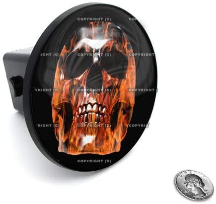 2" Tow Hitch Receiver Plug Cover Insert for SUV's & Trucks - Fire Skull Style-9856-6729