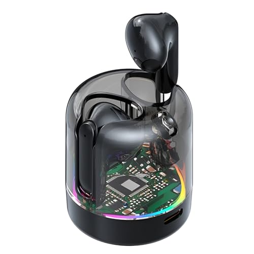 Image of Transparent Wireless Bluetooth Earbuds with RGB LED Charging Case, Touch Control, Hi-Fi Stereo Sound, ENC Noise Reduction, Type-C Fast Charging, TWS Earphones for Android & iOS