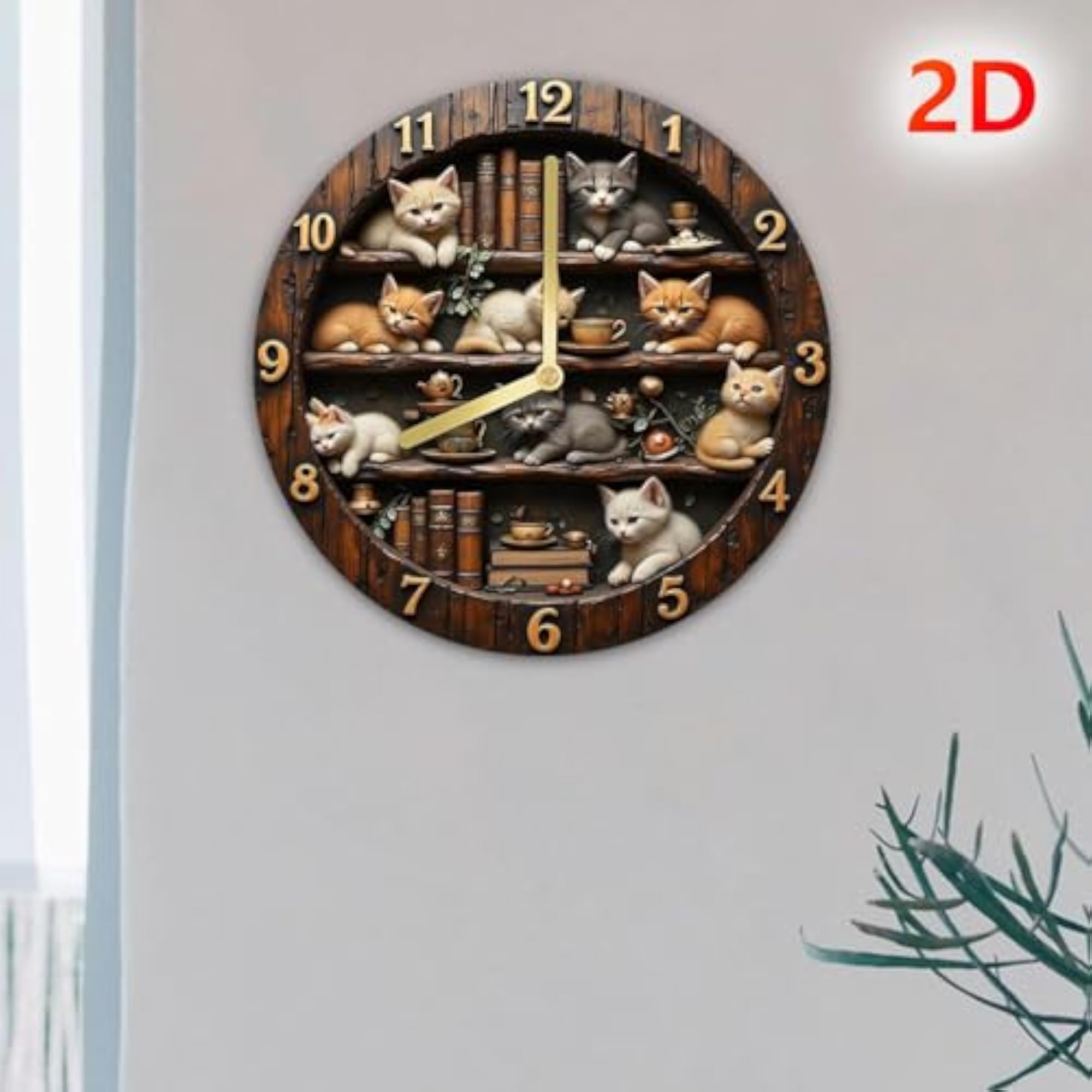 2D Retro Design Wooden Wall Clock for Bar & Cafe