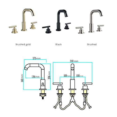 Mélangeur d'évier 8 pouces à trois trous avec commande précise eau chaude et froide - 5