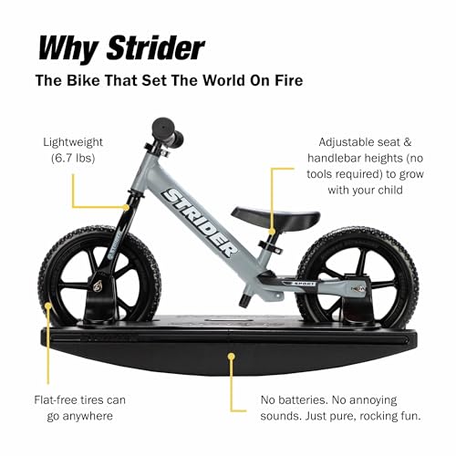 Image of Strider Sport 2-in-1 Rocking Bike - Helps Teach Baby How to Ride a Balance Bicycle - for Kids 6 Months to 4 Years-Easy Assembly, Tool-Free Adjustments