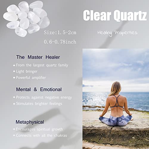 Clear Quartz Tumbled Polished Natural Healing Crystals Stones Bulk Stones Crystal For Energy Reiki Tumbling Cabbing Balancing Decoration Gemstones Crystal Healing Meditation Therapy Gift 100G #TOP6